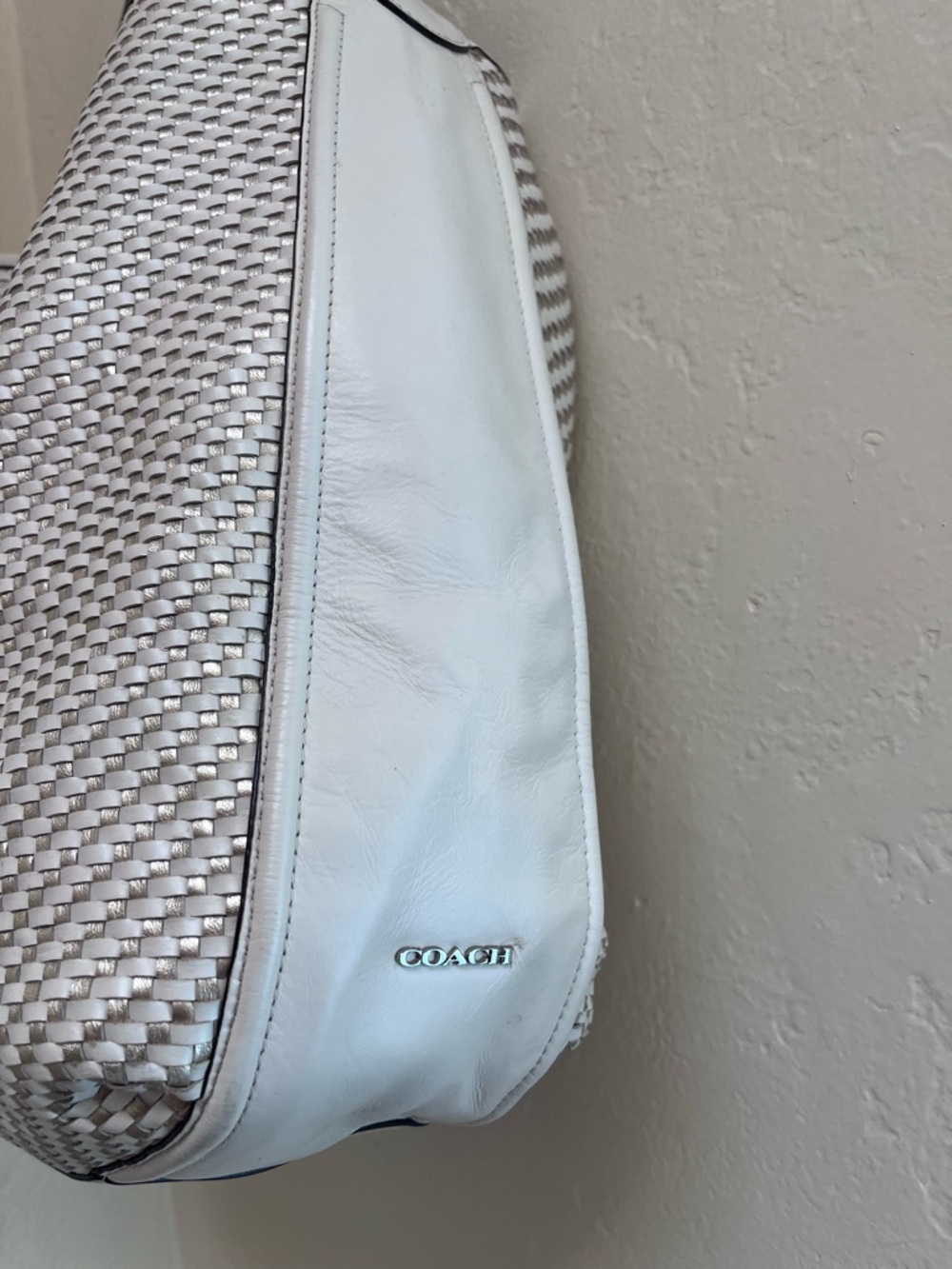 Coach Park Avery White Woven Hobo Shoulder Bag - Picture 8 of 12